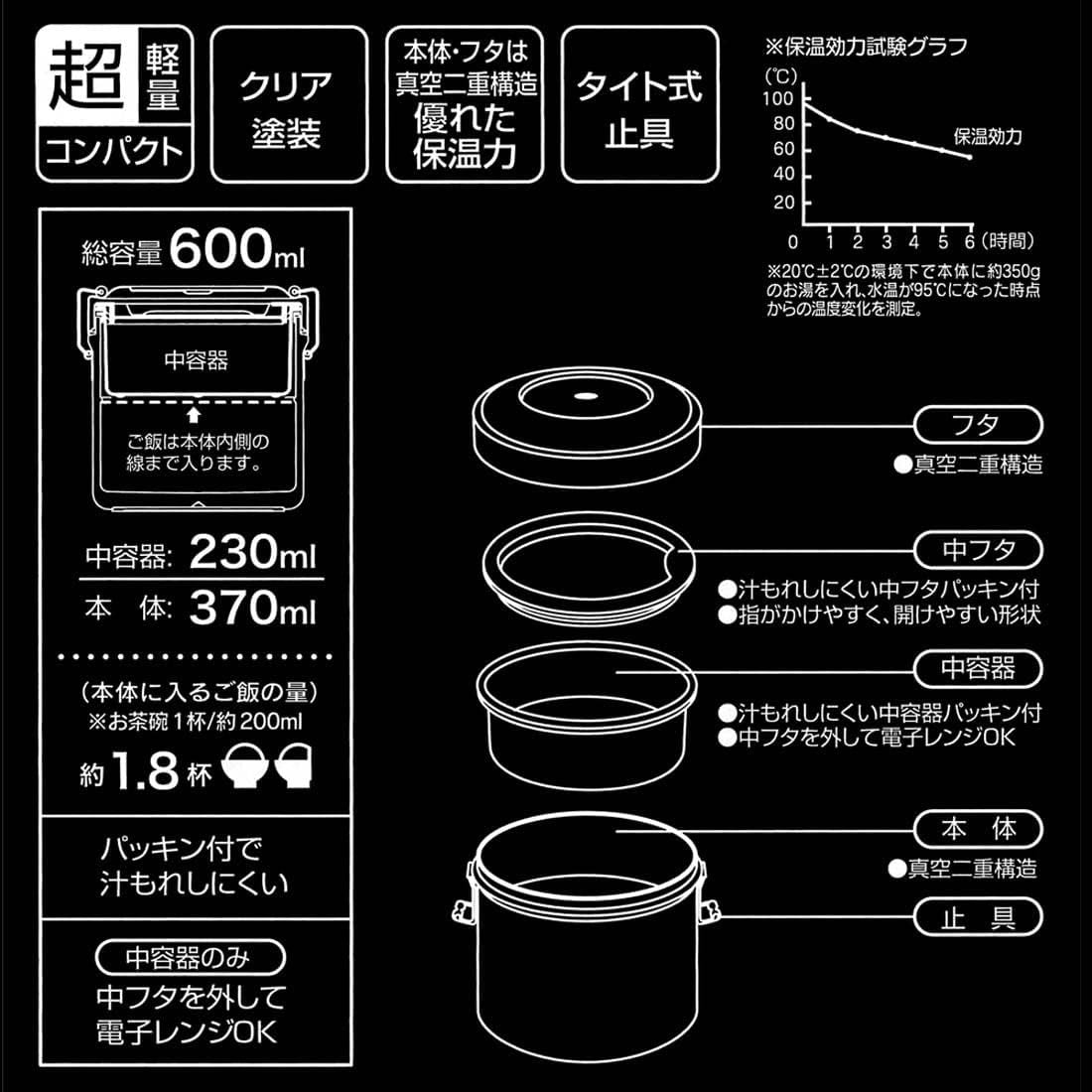 Skater 保温便当盒 不锈钢 双层 600ml 吉博力 龙猫【约2星期到货】
