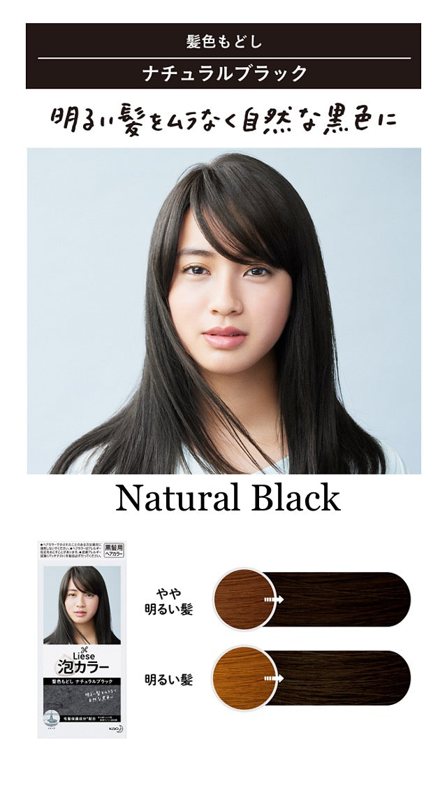 花王 KAO 泡沫染发 Prettia 色号 Natural Black