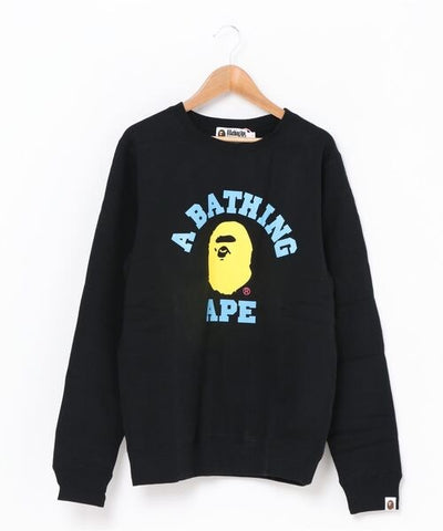 BAPE 长袖卫衣 COLORS COLLEGE CREWNECK 黑色