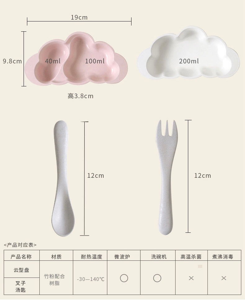 10 mois 宝宝云朵餐盘套装 粉、蓝、黄、绿四色可选