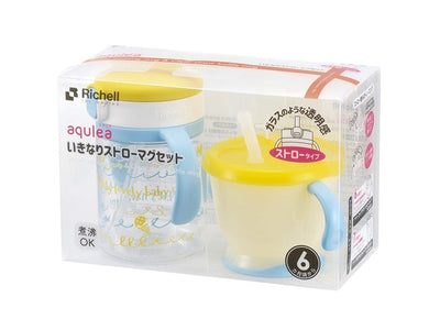 Richell 吸管杯200ml+学饮杯150ml 套装 黄色/粉色/蓝色